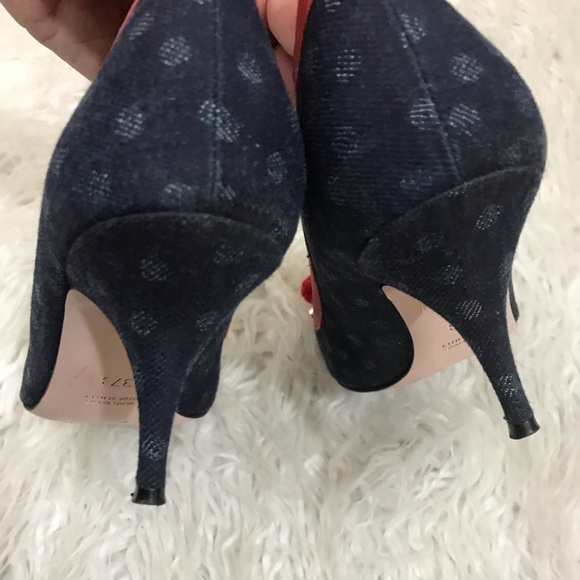 Red Valentino Denim Peep Toe Heels Size 37.5 $395 - Picture 4 of 7